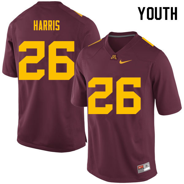 Youth #26 Justus Harris Minnesota Golden Gophers College Football Jerseys Sale-Maroon